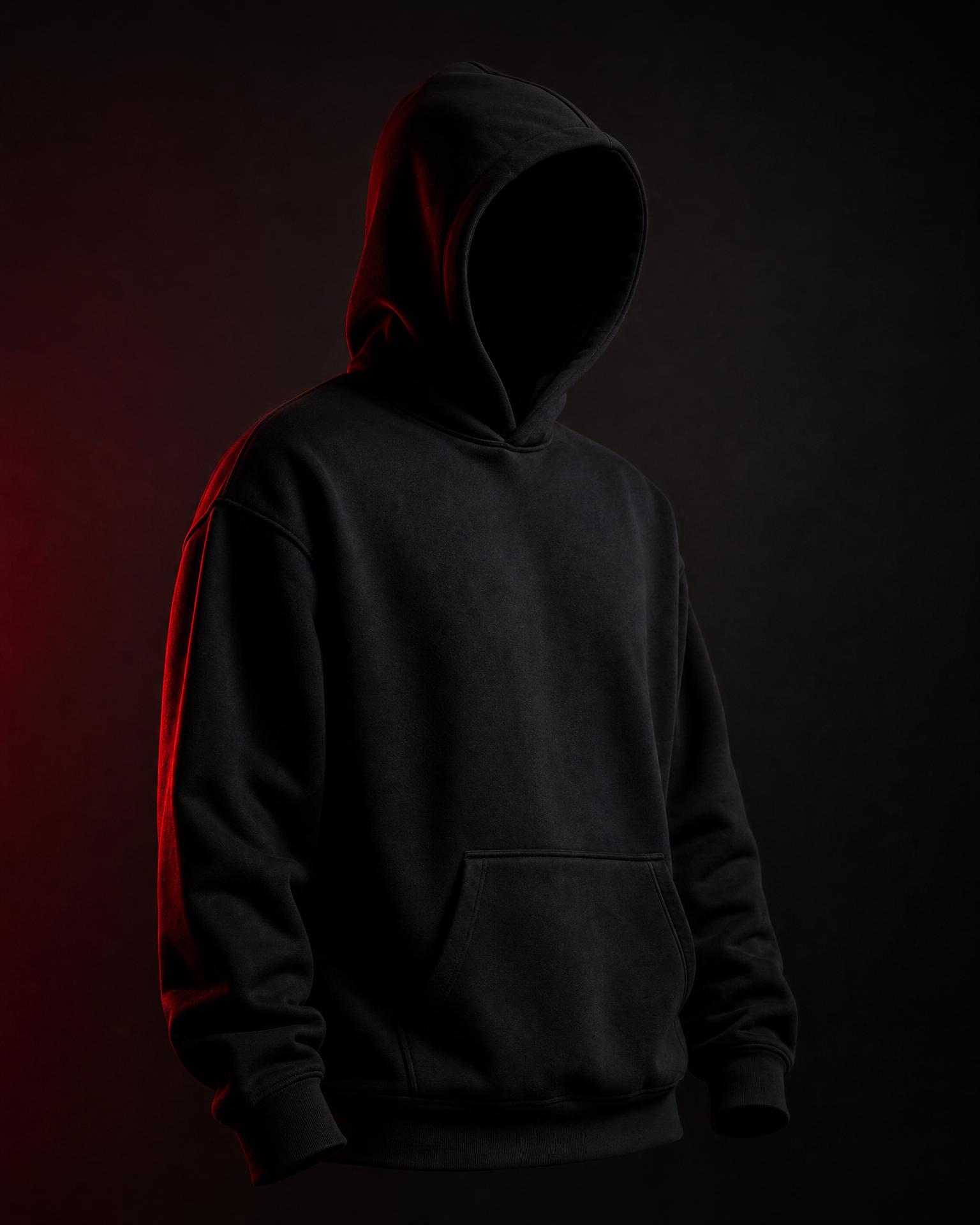 Premium blank black hoodie on model — Fateh Wear manufacturing