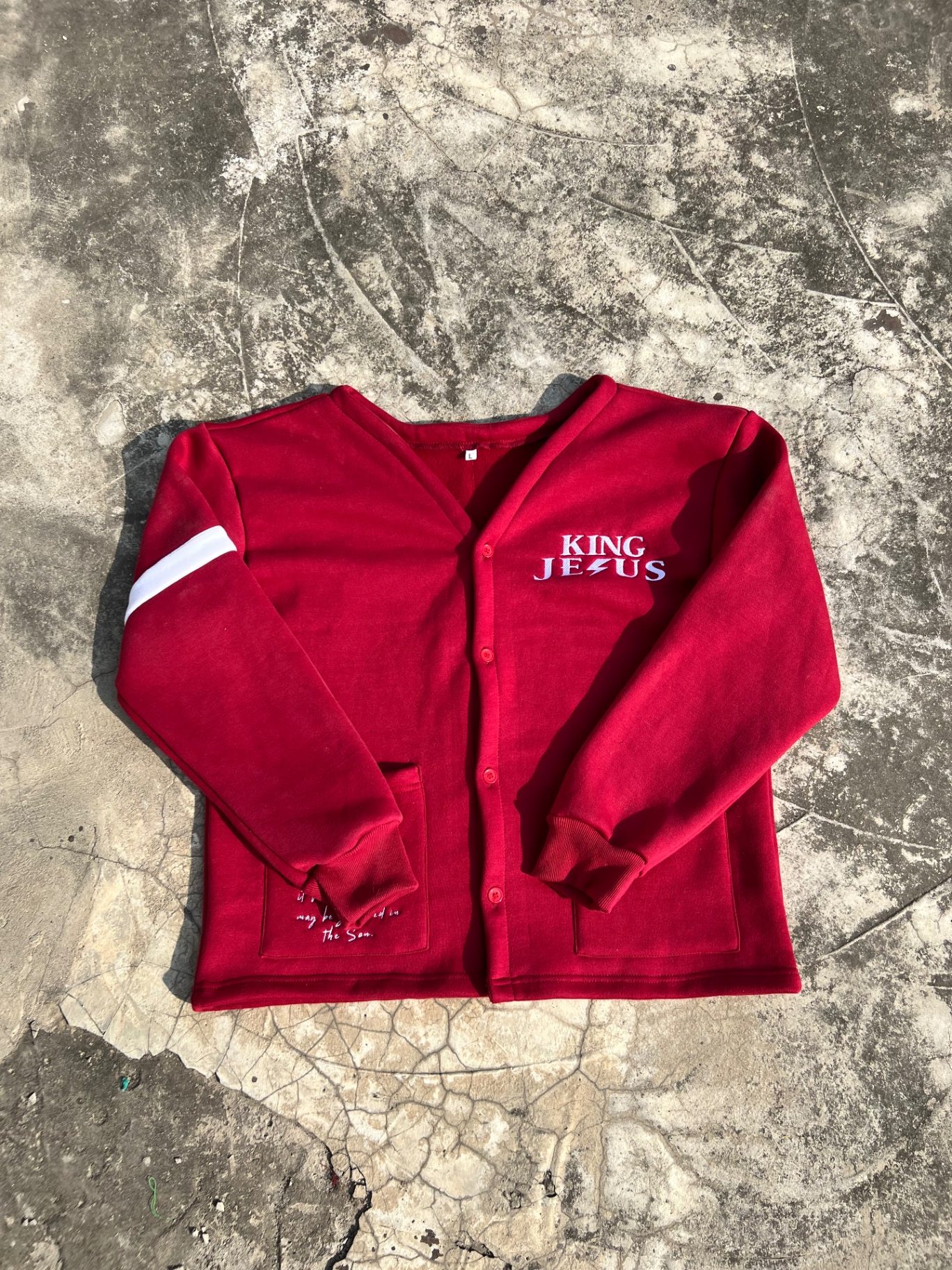Premium red heavyweight hoodie with custom embroidery